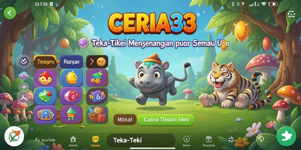 Tampilan antarmuka CERIA33 dengan berbagai teka-teki yang menantang.