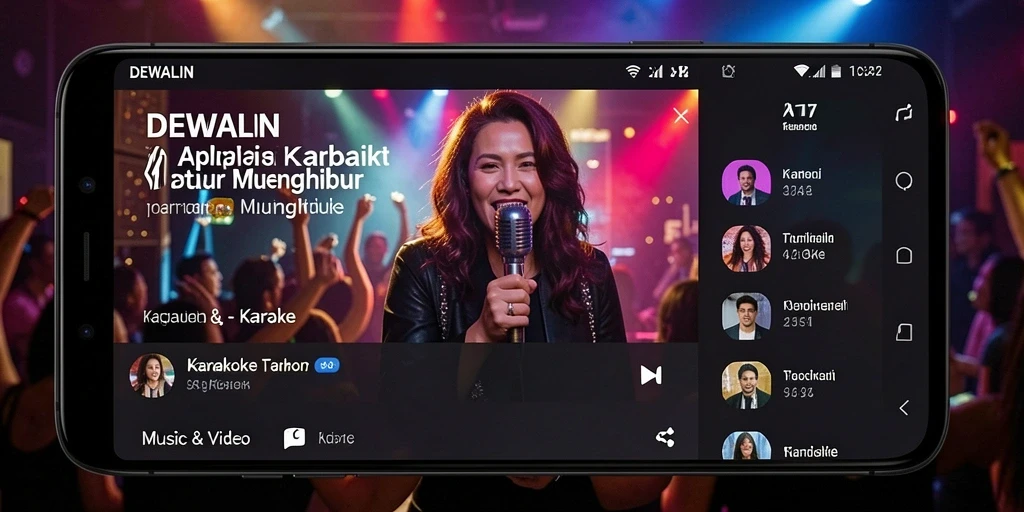 Tampilan antarmuka DEWALIN dengan fitur lirik dan rekaman.