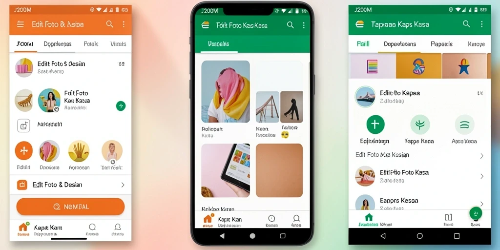 Tampilan antarmuka aplikasi J200M dengan fitur Edit Foto Kertas Kaca.